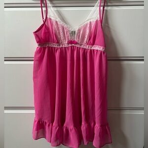 Bundle of 2 Betsey Johnson Pink and White Lace Slips